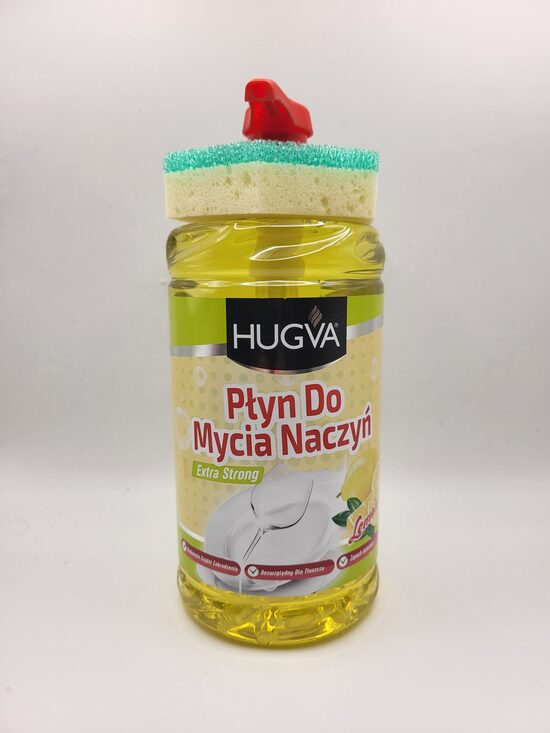 HUGVA koncentruotas indų ploviklis LEMON su kempine 1 l